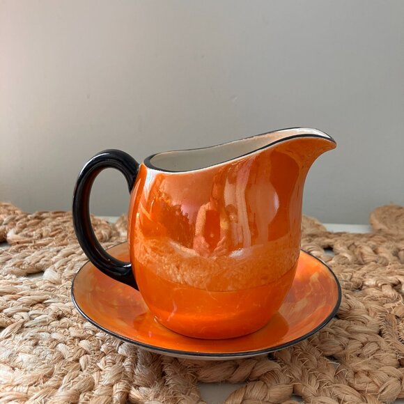 Vintage Lustre Ware Creamer and Sugar Bowl: Slovakian Art Deco Decor - Picture 6 of 9